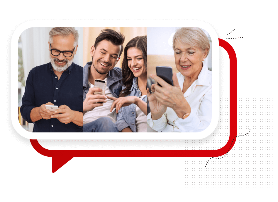 Na zdjęciu osoby korzystają z&nbsp;telefonu 